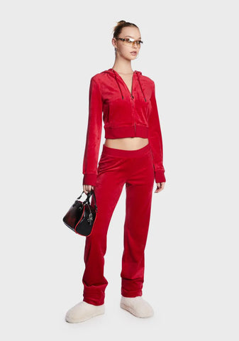 Coco Red OG Big Bling Velour Hoodie