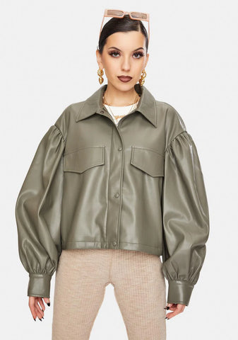 Love On Vegan Leather Crop Jacket