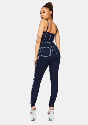 Sister Sister Fringe Denim Jumpsuit