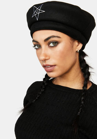 Satan Loves You Logo Beret