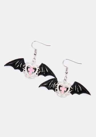 Dark Looking Daggers Bat Earrings