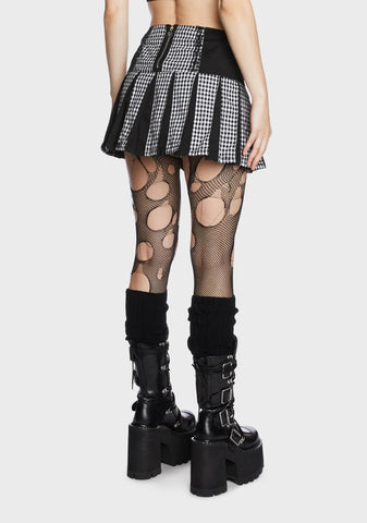 Black And White Pleated Garter Skirt