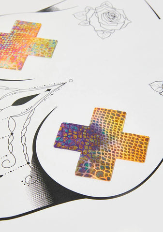 Neon Rainbow Cross Nipple Pasties