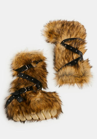 Wild Instincts Faux Fur Boots - Brown