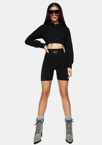 The Black Cropped Hoodie