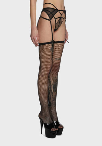 Penny Multi Strap Cut Out Mesh Suspender