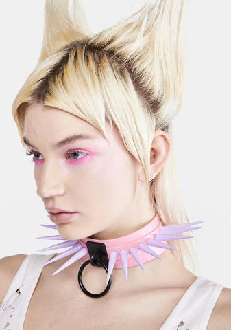 Lavender Powerpunk Spiked Collar
