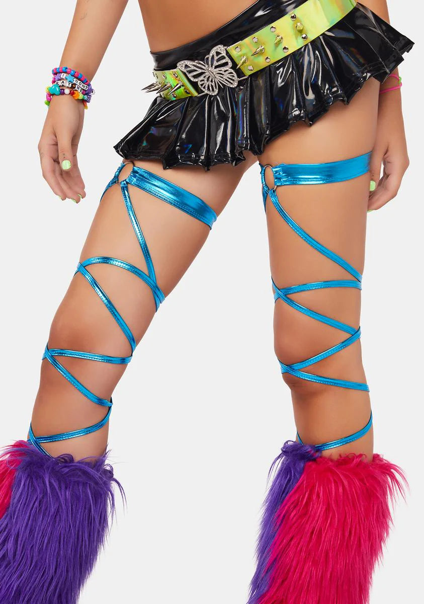 Aqua Gettin' Groovy Metallic Leg Wraps