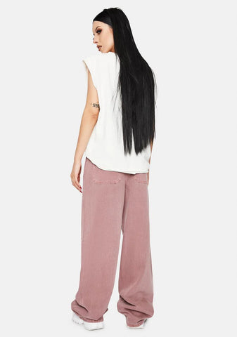 Hardwash Pink Tammy High Waisted Wide Leg Pants