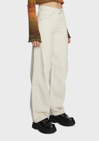 Corduroy Logan Cinch Back Pants - Winter White