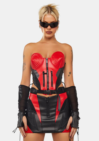 Red Nasty Moto Mini Skirt