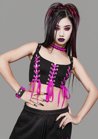 Losing My Grip Spiked Lace-Up Top