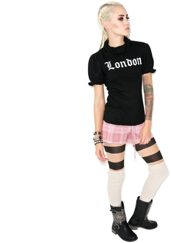 I Love London Edwardian Sleeve Turtleneck - Light Blue