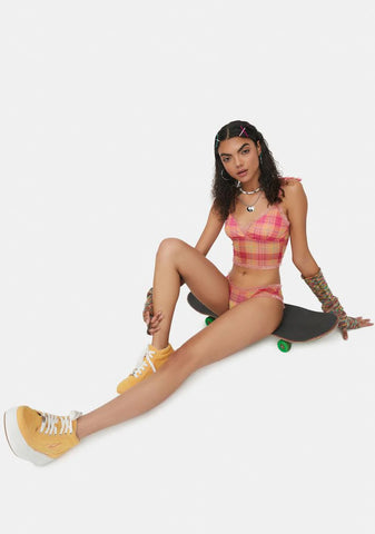 Chasing Sunshine Plaid Lingerie Set