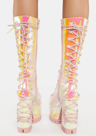 Sweet Lucid Daydream Lace-Up Boots