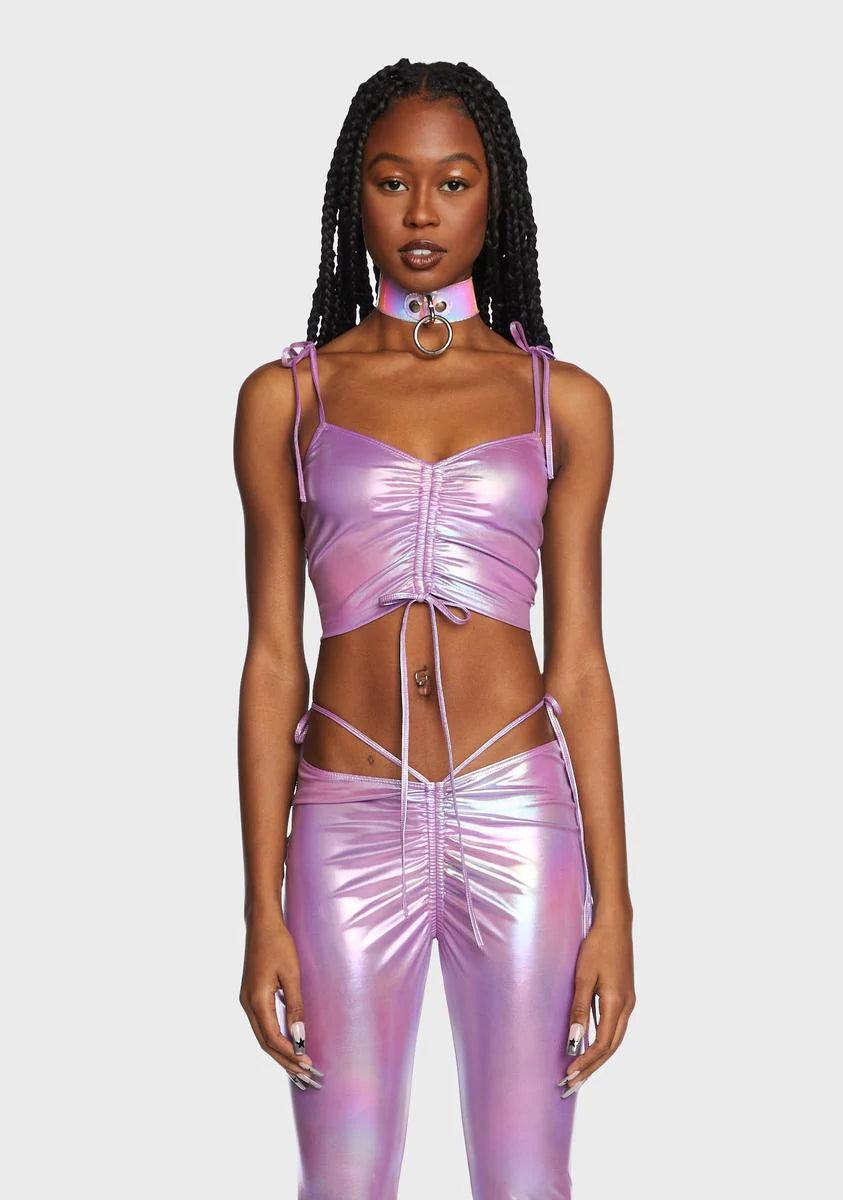 Lavender Siren Calling Metallic Crop Tank