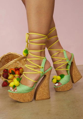 Sour Hour Gingham Lemon Platforms