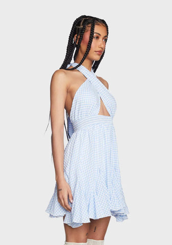 Sky Making Plans Gingham Dress