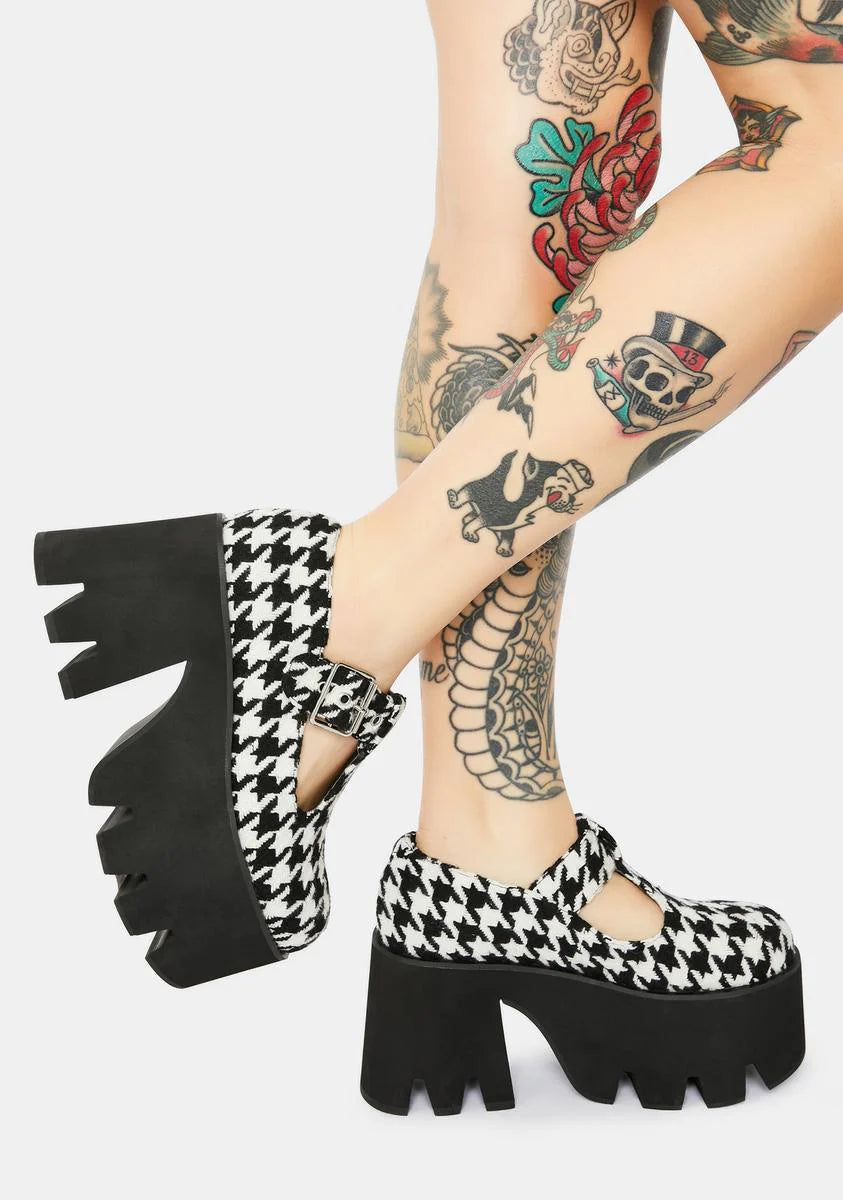 Tee Houndstooth Platform Mary Janes
