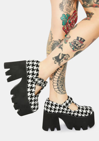 Tee Houndstooth Platform Mary Janes