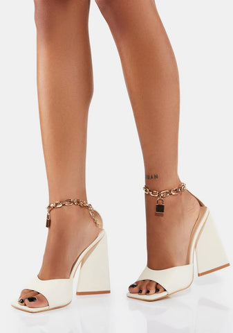 Maisie Lock Chain Block Heels