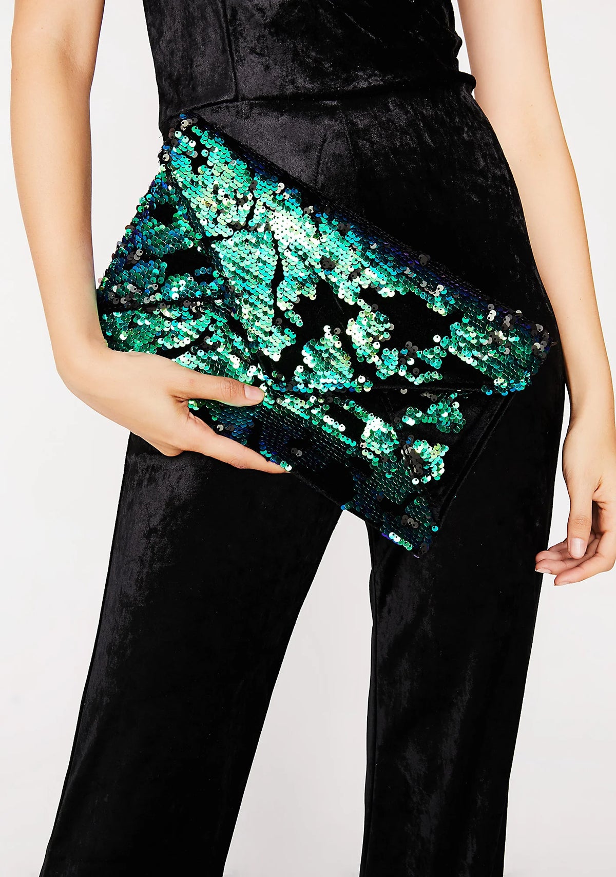K8 Moss Sequin Clutch