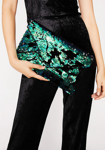 K8 Moss Sequin Clutch