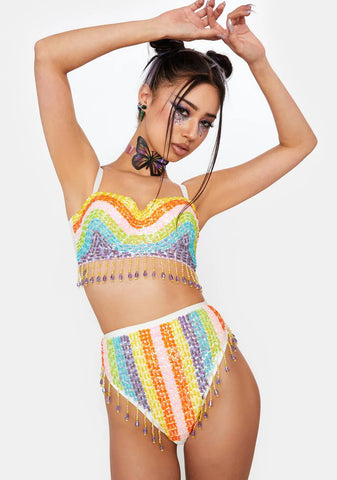 Rainbow Sequin Shorts Set