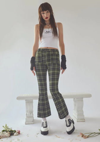 Olive Not So Innocent Plaid Pants