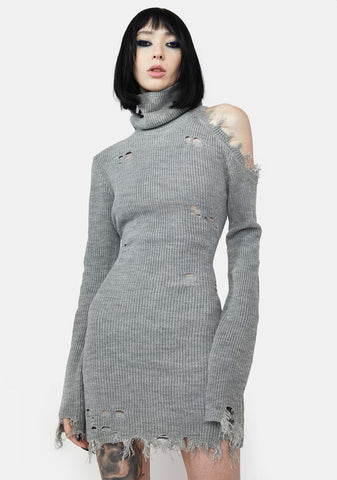 Cloudy Reaching Out Distressed Mini Dress