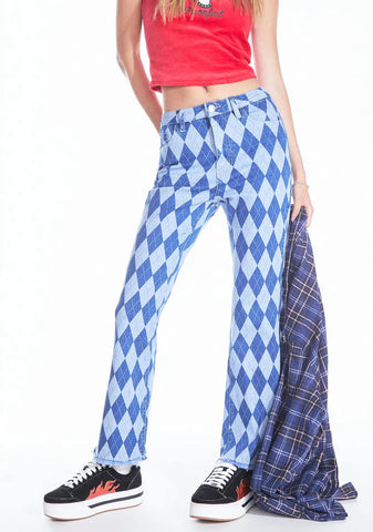Do Or Dare Argyle Mom Jeans