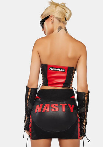 Red Nasty Moto Mini Skirt