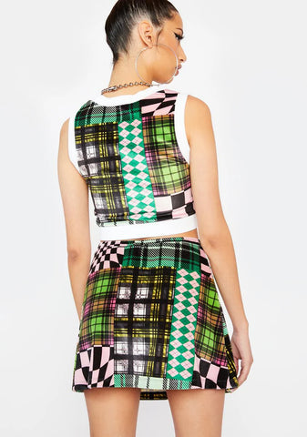 Patchwork Velour Skirt