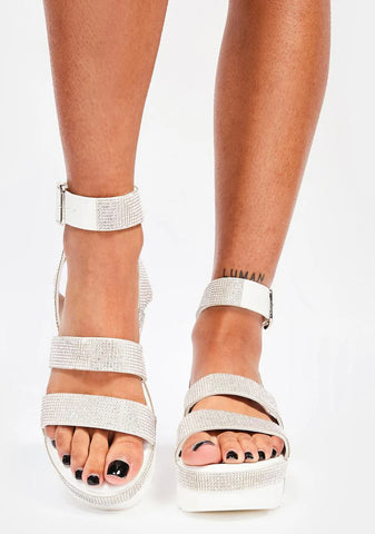 White Tyriq Platform Sandals