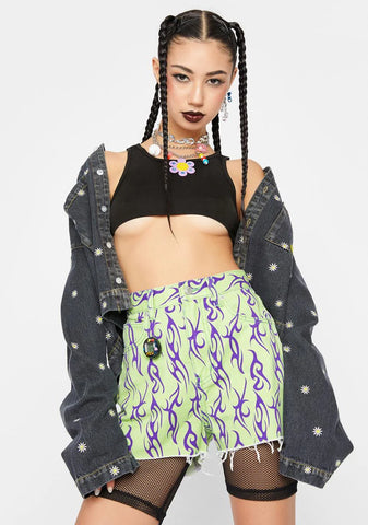 Flame High Waist Shorts