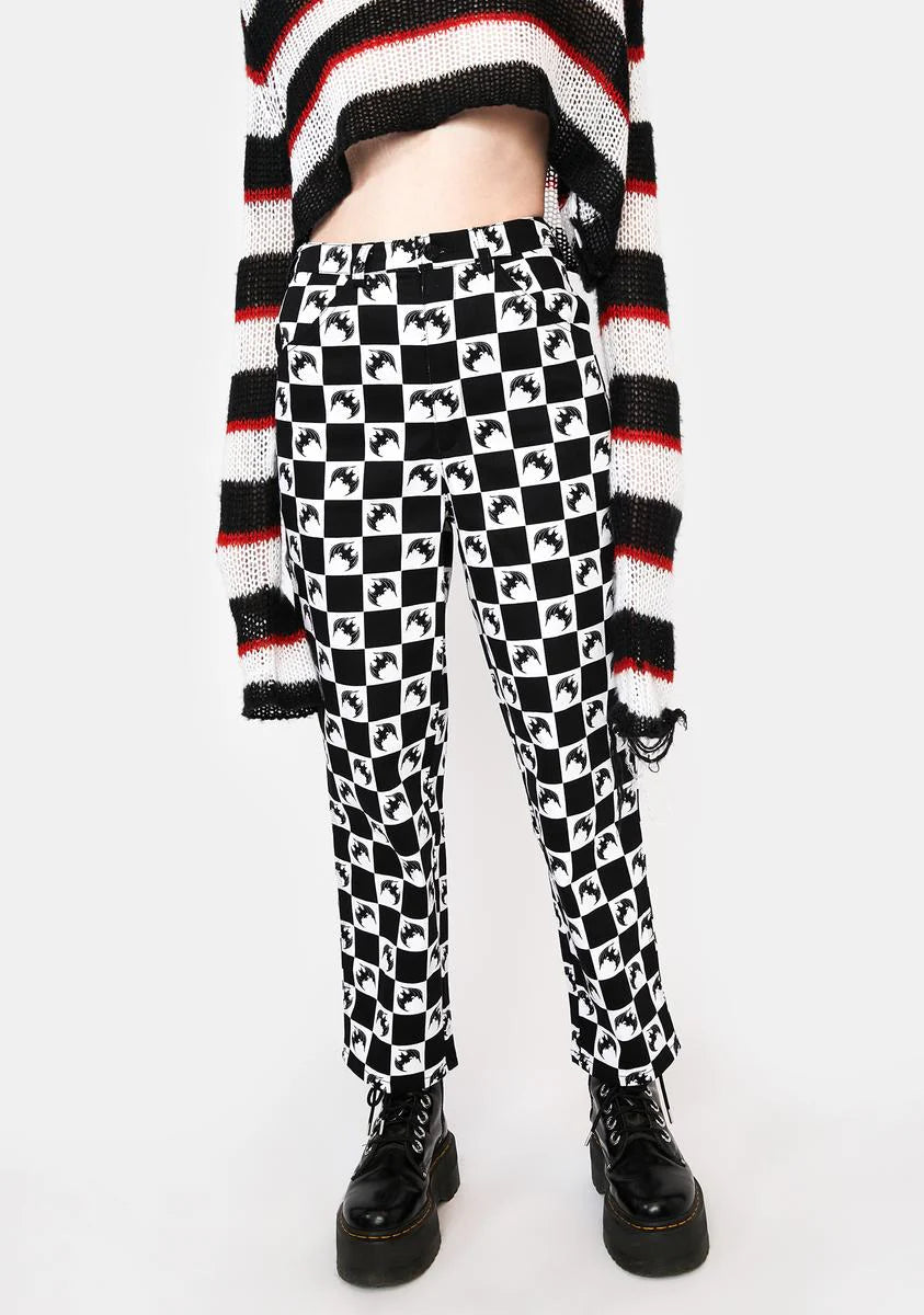 Bat Checkered Goth Pants
