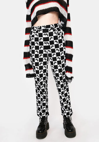 Bat Checkered Goth Pants