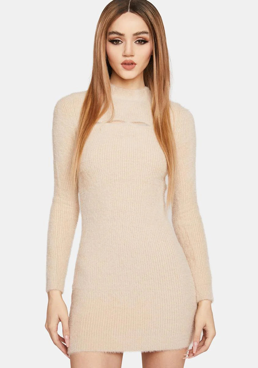 Almond Take 'Em By Surprise Mini Dress
