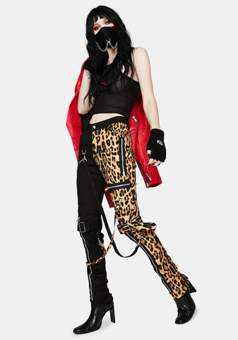 Nat Leopard Split Leg Bondage Pants