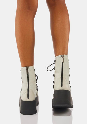 White Simone Wedge Boots