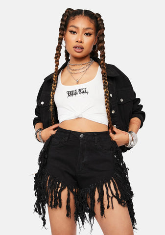 Not That Innocent Fringe Denim Shorts