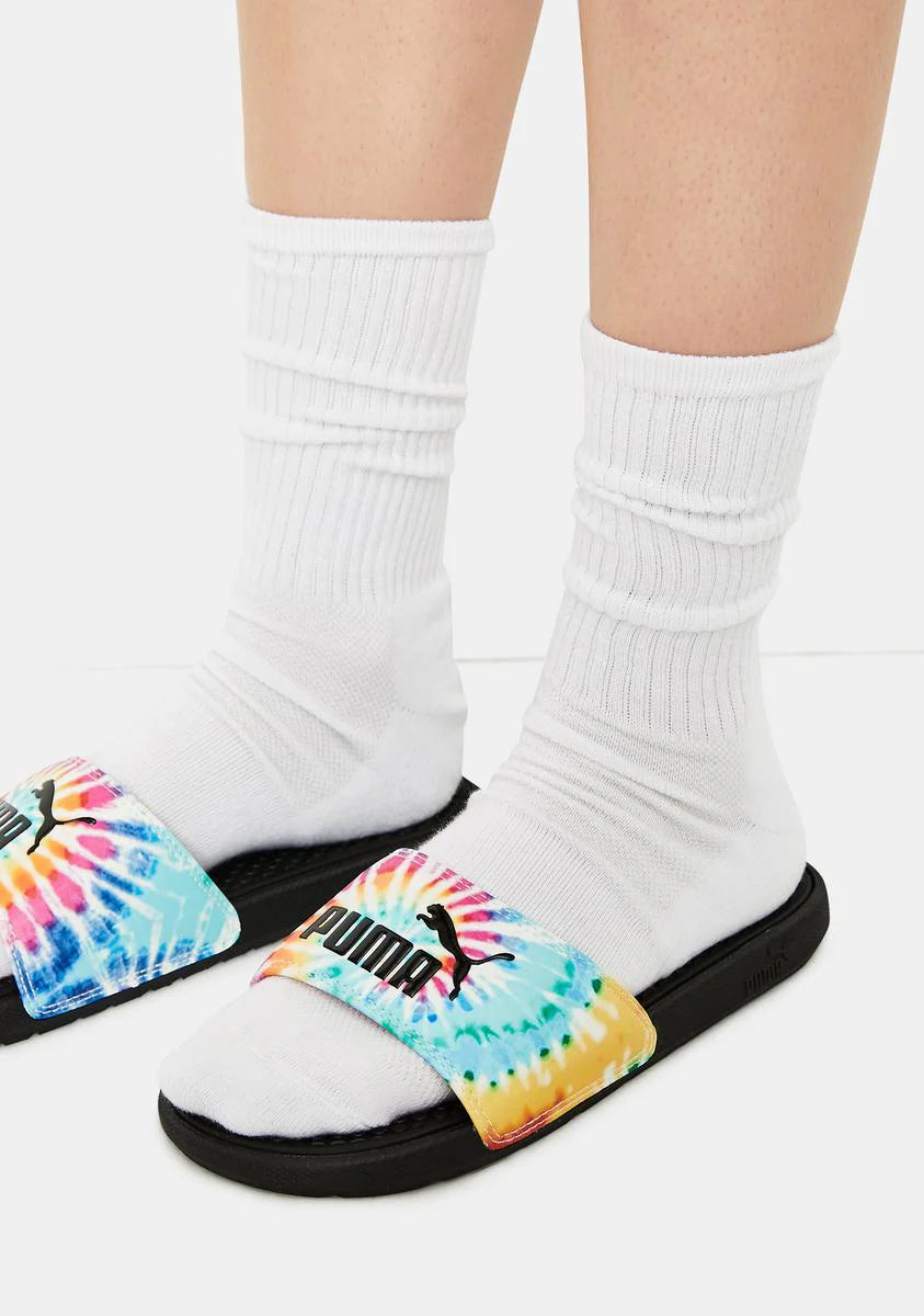 Tie Dye Cool Cat Women's Slides