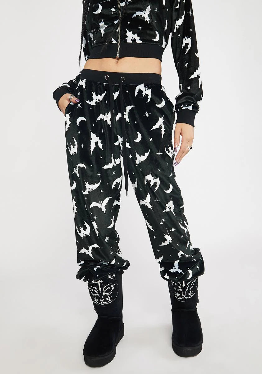 Bat Behavior Velvet Track Pants