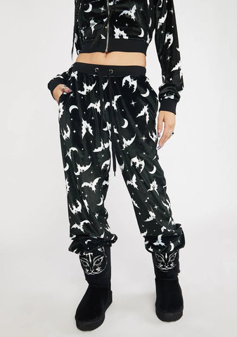 Bat Behavior Velvet Track Pants