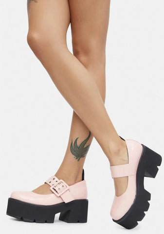 Pink Patent Hallway Platform Mary Janes