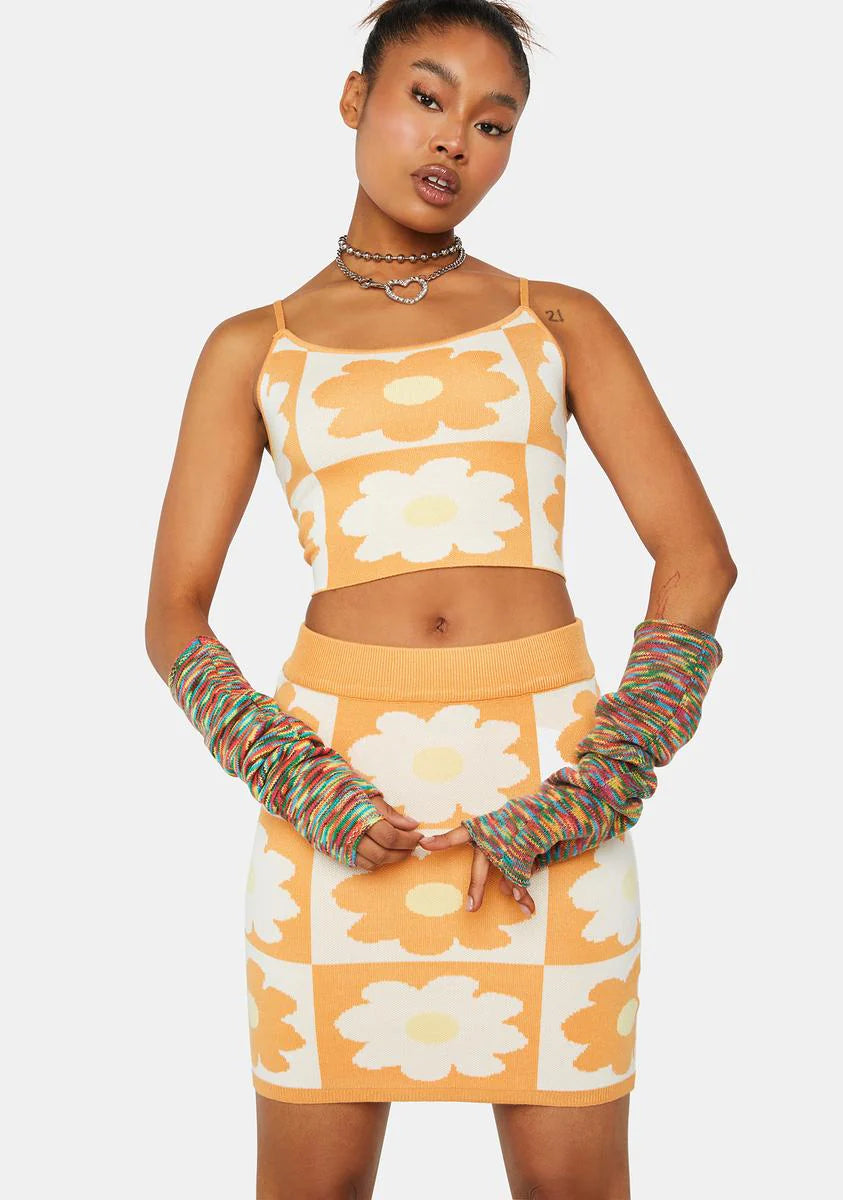Tangy Lazy Daisy Skirt Set