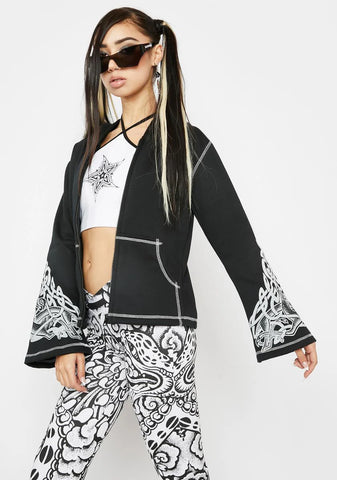 Celtic Print Flare Sleeve Hoodie