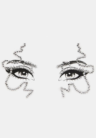 Silver Squiggly Rhinestone Face Gems