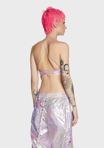 Ace Of Bass Lace-Up Bra Top - Lavender