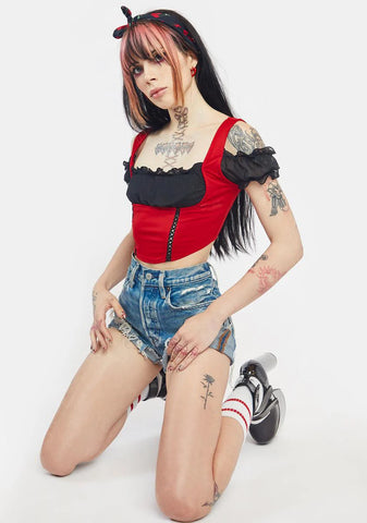 Fire Shoulda Coulda Corset Crop Top